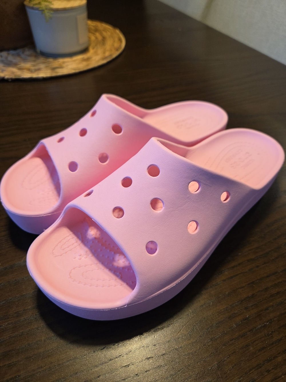 Crocs Classic Platform Slide Flamingo Pink Neon Barbiecore Y2K Platform Sz 8